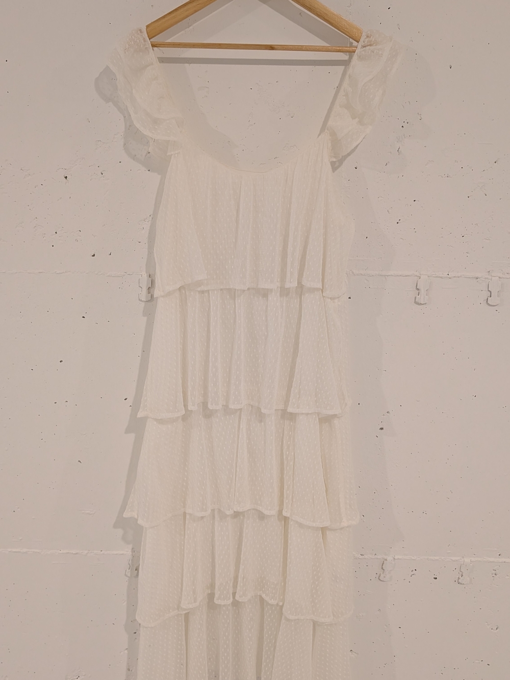 ANINE BING White Tiered Ruffle Maxi Dress